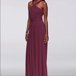 David’s Bridal | Y-Neck Long Mesh Dress | W11173